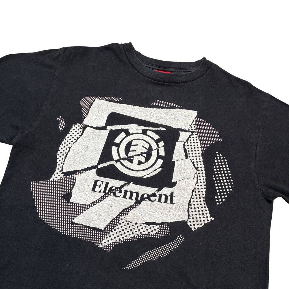 Vintage Y2K Element Skateboards T-Shirt Black Short Sleeve Logo Tee Size M